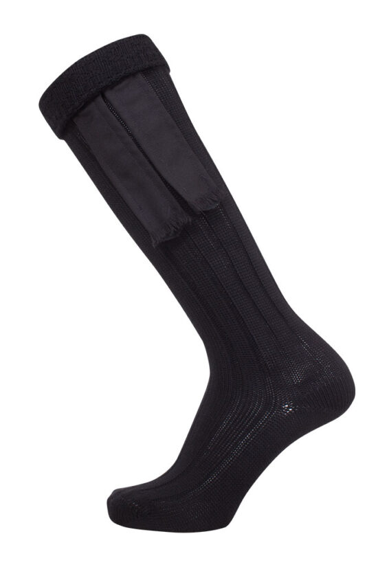 Kiltstutzen schwarz Garters Twill schwarz