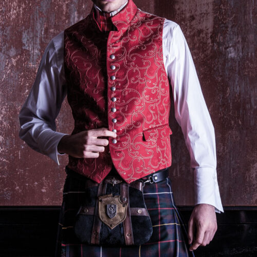 Herren Gilet Kaiser Franz Rankenseide rot