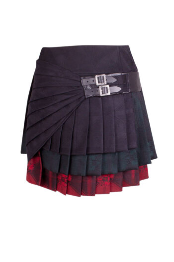 Rettl Damen Rock Mc Aidan Wolle Tricolore schwarz grün bordeaux back