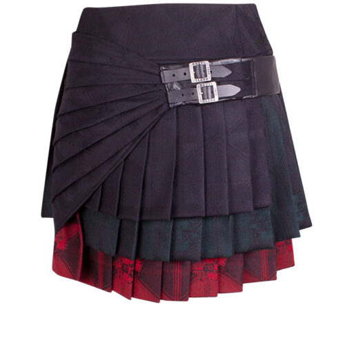 Rettl Damen Rock Mc Aidan Wolle Tricolore schwarz grün bordeaux back