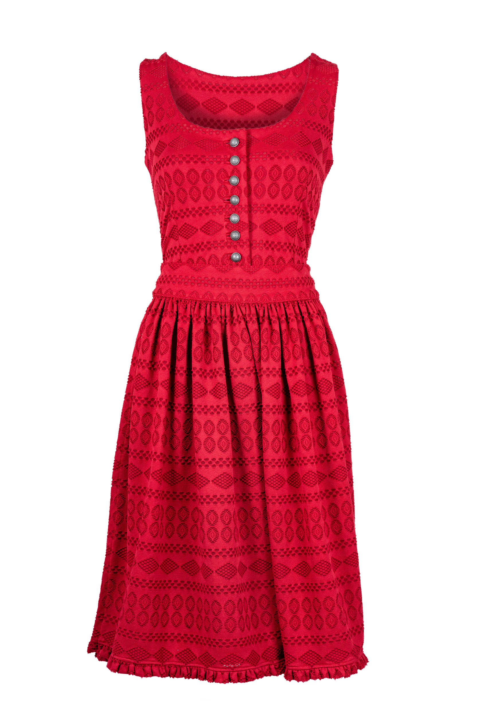 Damen-Dirndl-wash&wear-Jersey-Spitze-Scarlet-rot-vorne