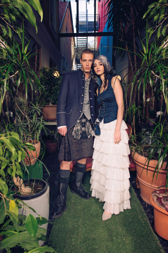 Herren Sakko Franz Ferdinand Kaschseide blau Kilt Jubiläum Damen Gilet _5935_NH_PHOTO