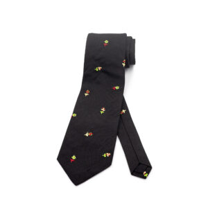 Krawatte-Seide-Blüml-schwarz