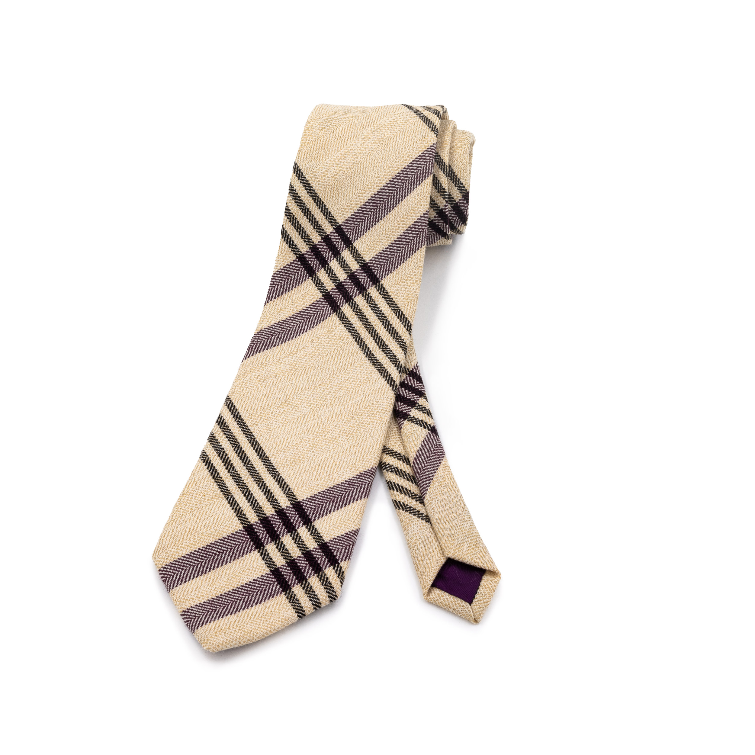 Krawatte-Wolle-Kelten-Karo-Violett