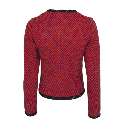 Damen-Jacke-Heidi-kurz-Strickwolle-Chess-rot-hinten-1
