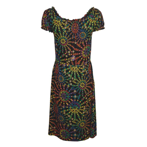 Damen-Kleid-Efia-kurzarm-Jersey-Flower-Power-hinten