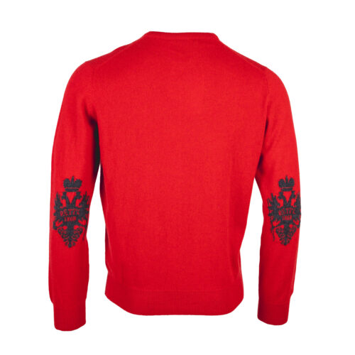 Herren-Pulloever-Kenneth-Kaschmir-Amit-rot-grau-hinten