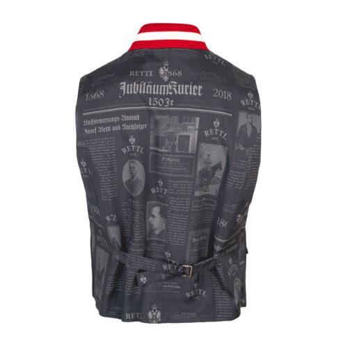 Herren-Gilet-Kaiser-Franz-Österreich-Anniversary-schwarz-rot-hinten