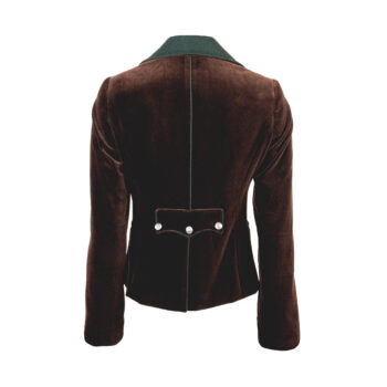 Damen-Jacke-Reisskoflerin-samt-braun-Loden-grün-hinten-1