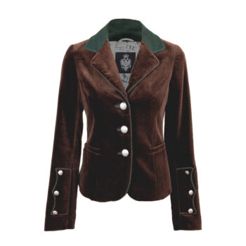 Damen-Jacke-Reisskoflerin-samt-braun-Loden-grün-vorne-1