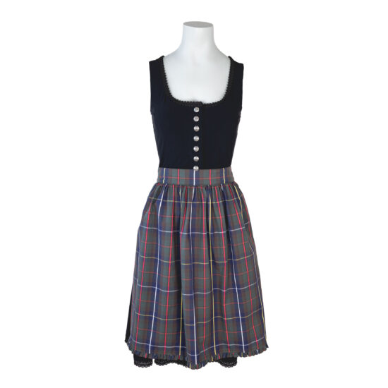Damen-Dirndl-Wash-and-Wear-Technojersey-schwarz-Spitze-Spider-vorne-Kärnten-Karo-Schürze-1
