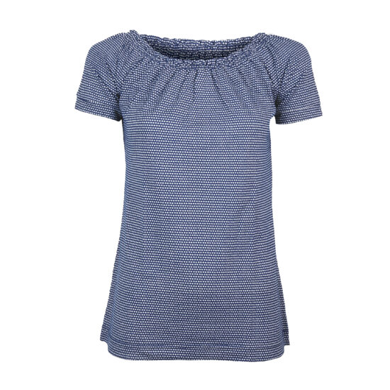 Damen-Shirt-Pippa-kurzarm-Jersey-Polkadot-blau-vorne-1