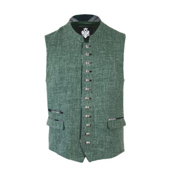 Herren-Gilet-Königstein-Hanf-grün-Mele-Wolle-Steirer-Karo-vorne-1