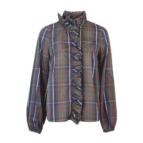 Damen-Bluse-Himmelberg-BW-Kärnten-Karo-loose-m.-Rüschen-vorne-1